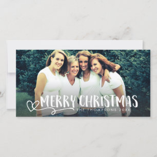 Merry Christmas White Script Photo Overlay Cards