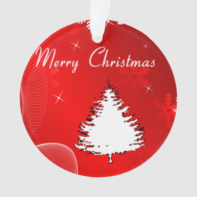 Merry Christmas white silhouette tree Ornament (Front)