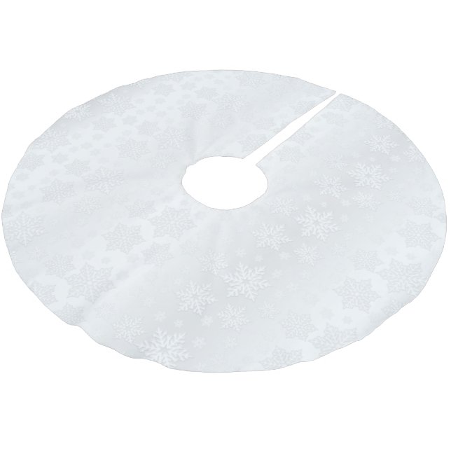 Merry Christmas White Snowflake Satin Brushed Polyester Tree Skirt (Angled)