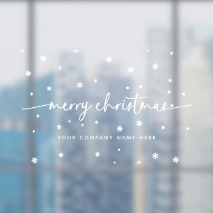 Merry Christmas White Snowflakes Business Welcome 