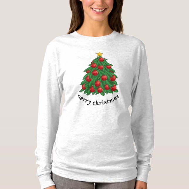 Merry Christmas, white T-shirt, Christmas tree T-Shirt (Front)