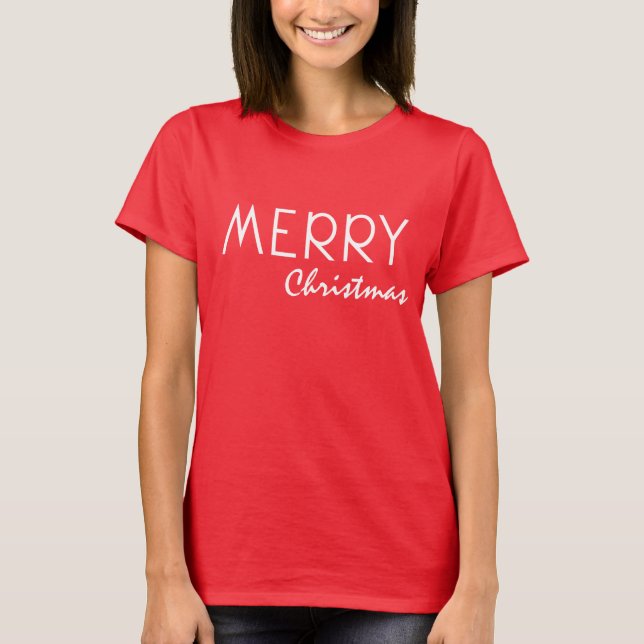 MERRY CHRISTMAS WHITE TYPOGRAPHY T-Shirt (Front)