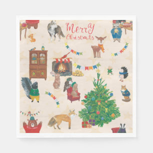 Merry Christmas Wildlife Fun  Napkin
