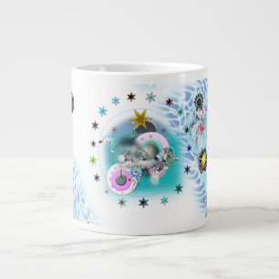 Merry Christmas Wind Santa Claus Sock Large Coffee Mug