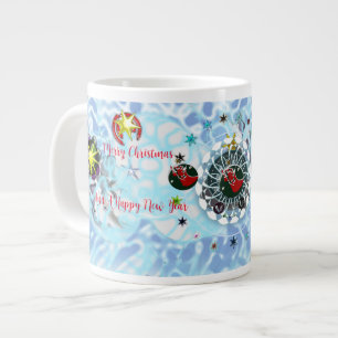 Merry Christmas Wind Santa Claus Sock Large Coffee Mug
