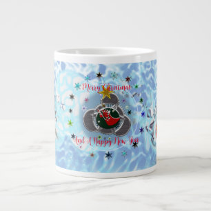Merry Christmas Wind Santa Claus Sock Large Coffee Mug