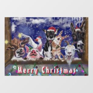 Merry Christmas Window Cling Animal Party Funny