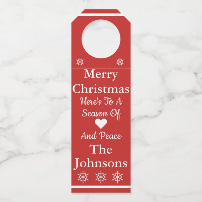Merry Christmas Wine Bottle Tag (Front)