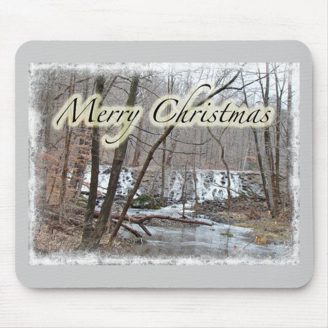 Merry Christmas Winter Dam Off Badman Road Mouse Pad (Front)