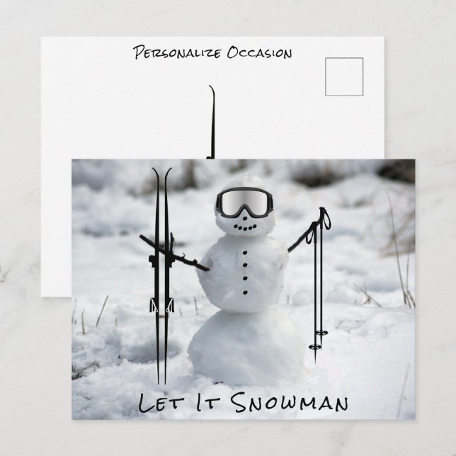 Merry Christmas Winter Downhill Ski Trip Vacation Postcard (Front/Back)