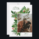Merry Christmas. Winter floral botanical greenery Holiday Card<br><div class="desc">"Merry Christmas" photo card with floral botanical greenery for winter holiday. Please contact me if you need additional items.</div>