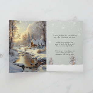 Merry Christmas Winter Forest River Snowflakes Holiday Card