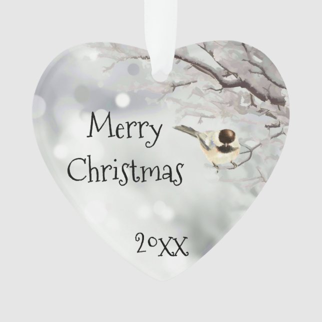 Merry Christmas Winter Frost Bird Traditional Ornament (Front)
