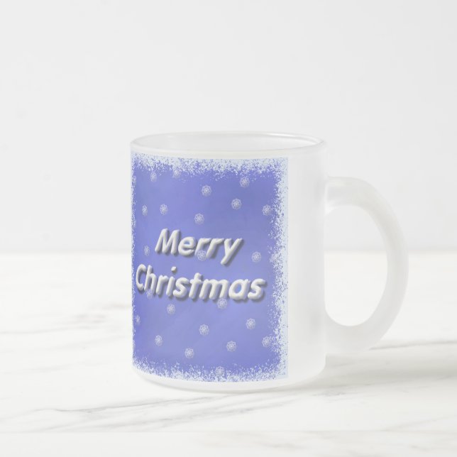 Merry Christmas Winter Frosted Glass Coffee Mug (Right)