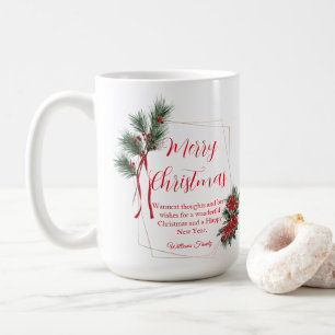Merry Christmas Winter Greenery Floral Coffee Mug