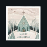 Merry Christmas | Winter Holiday Religious Church Napkin<br><div class="desc">Bring a touch of faith and elegance to your holiday table with these “Merry Christmas” napkins featuring a serene winter church scene. Perfect for Christmas dinners, church gatherings, holiday brunches, or festive parties, these napkins add warmth, spirituality, and charm to your seasonal decor. Ideal for Christian families and religious celebrations...</div>