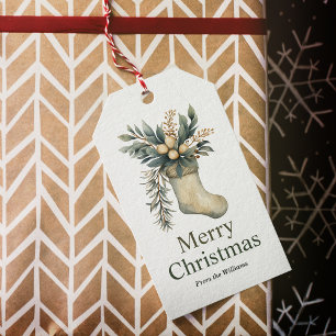 Merry Christmas Winter Holiday Stocking Gift Tags