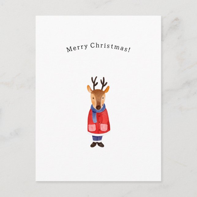 Merry Christmas Winter Holidays Deer Card (Front)