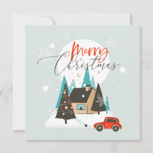 Merry Christmas Winter Home  Flat Card