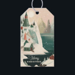 Merry Christmas. Winter mountain village landscape Gift Tags<br><div class="desc">Merry Christmas Tags with winter mountain nordic village landscape for Holiday gifts.</div>