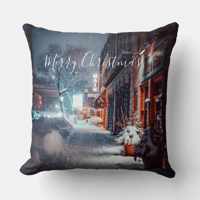 Merry Christmas Winter Night Cushion (Front)