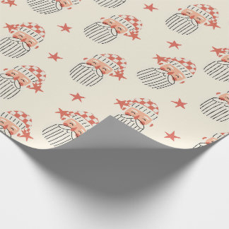 Merry Christmas winter party Santa face nursery Wrapping Paper