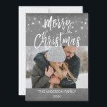Merry Christmas Winter Photo Card<br><div class="desc">Rustic Merry Christmas Charcoal Grey Hand Lettered Script Snowflake Holiday Winter Photo Card. The photo and text of this hand lettered brush script can be updated and customised with your photo and name.</div>