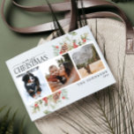 Merry Christmas Winter Pine Berry Botanical Photo  Holiday Postcard<br><div class="desc">Introducing the Merry Christmas Winter Pine Berry Watercolor Greenery 3 Photo Holiday Postcard! This beautiful holiday photo card features three of your family's best photos surrounded by stunning watercolor artwork and modern calligraphy wishing everyone a Merry Christmas. Send your loved ones this beautiful holiday card and make their season merry...</div>