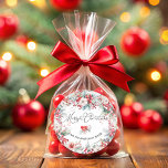 Merry Christmas Winter Red Floral Botanical Classic Round Sticker<br><div class="desc">Merry Christmas Winter Red Floral Botanical Classic Round Sticker. Matching items are available.</div>