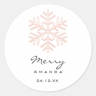 Merry  Christmas Winter.  Rose Drip Snowflake Classic Round Sticker