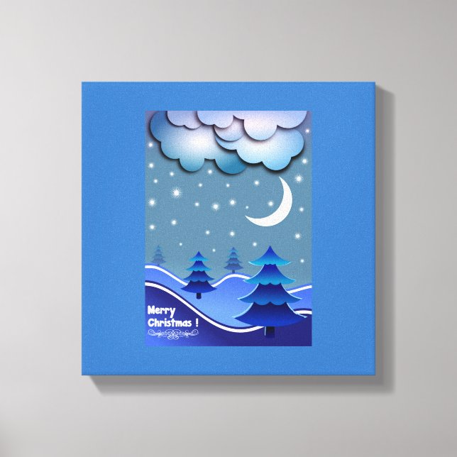 "MERRY CHRISTMAS" WINTER SCENE CANVAS PRINT (Front)