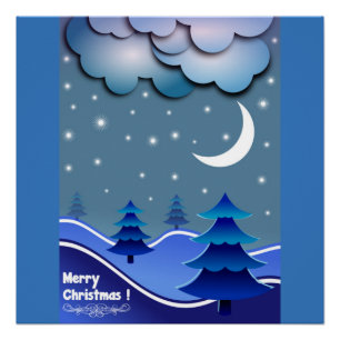 "MERRY CHRISTMAS" WINTER SCENE POSTER