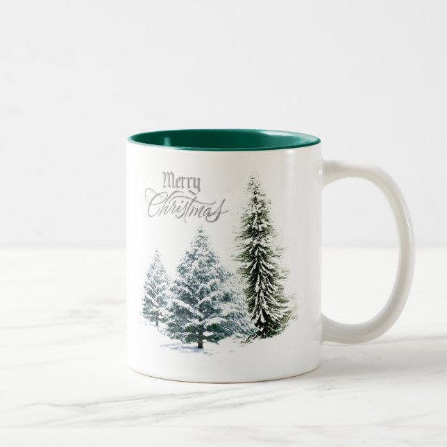 Merry Christmas Winter Scene Two-Tone Coffee Mug (Right)