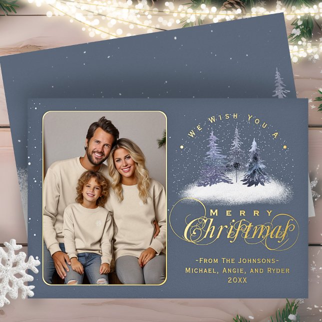 Merry Christmas Winter Snow Family Photo Gold (Creator Uploaded)