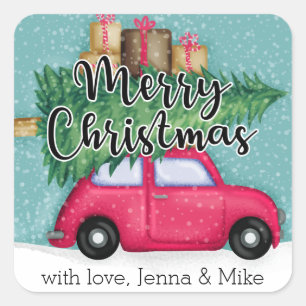 Merry Christmas   Winter Snowflake Car Square Sticker
