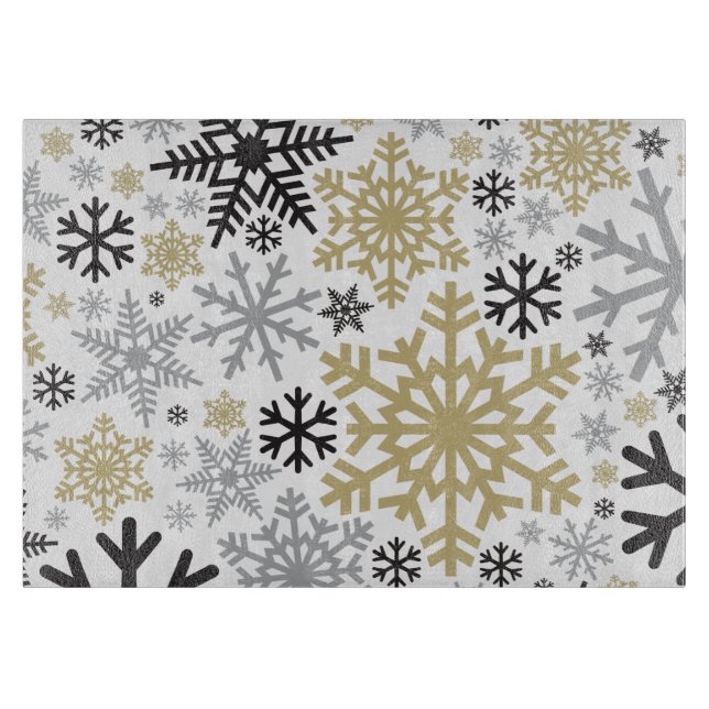 Merry Christmas Winter Snowflake Pattern Cutting Board (Front)