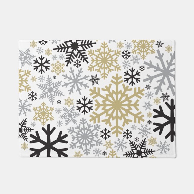 Merry Christmas Winter Snowflake Pattern Doormat (Front)