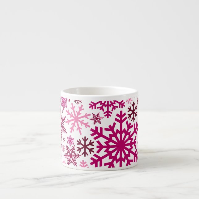 Merry Christmas Winter Snowflake Pattern Espresso Cup (Front)