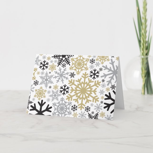Merry Christmas Winter Snowflake Pattern Holiday Card (Front)
