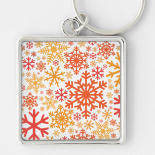 Merry Christmas Winter Snowflake Pattern Key Ring