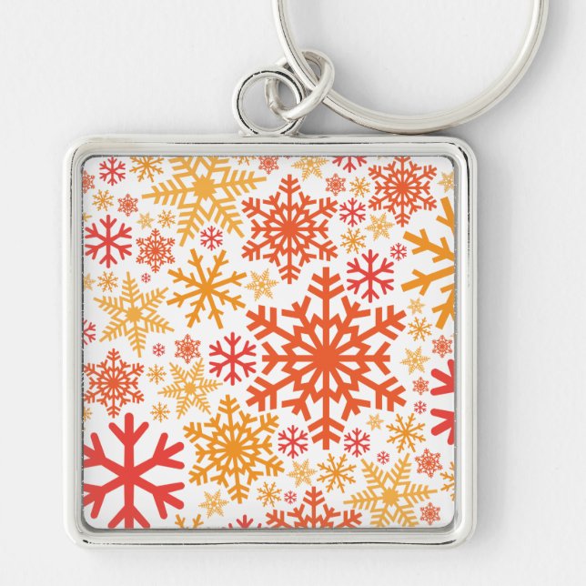 Merry Christmas Winter Snowflake Pattern Key Ring (Front)