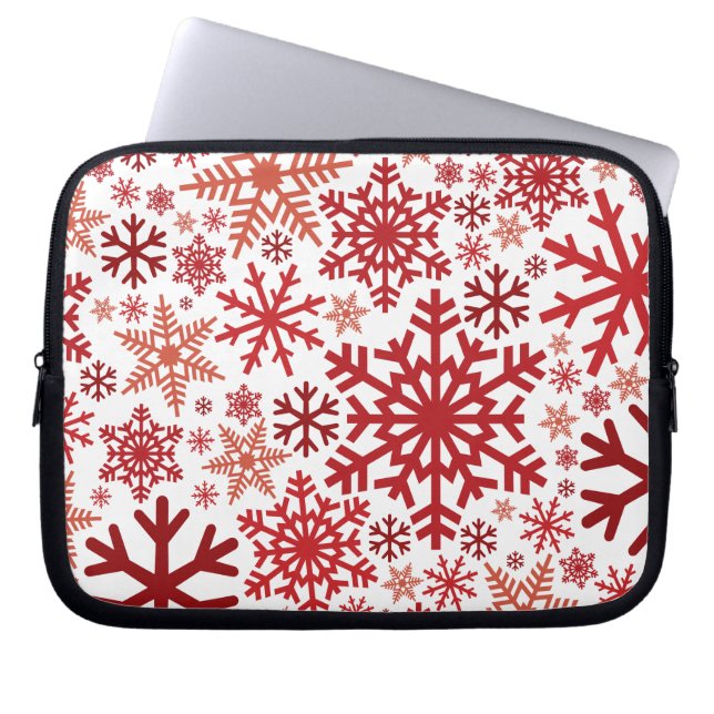 Merry Christmas Winter Snowflake Pattern Laptop Sleeve (Front)