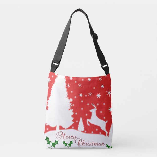 Merry Christmas Winter Snowflakes Crossbody Bag (Front)