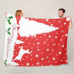 Merry Christmas Winter Snowflakes Fleece Blanket