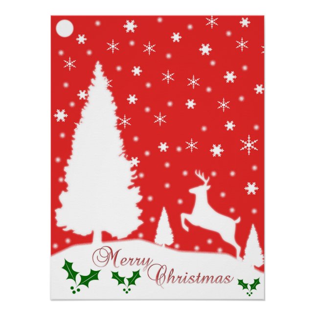 Merry Christmas Winter Snowflakes Poster (Front)
