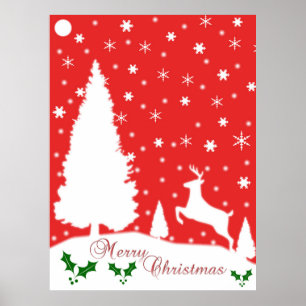 Merry Christmas Winter Snowflakes Poster