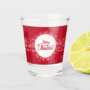 Merry Christmas Winter Snowflakes Red Festive Shot Glass