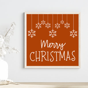 Merry Christmas Winter Snowflakes Typography Poster