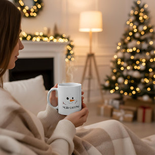Merry Christmas winter snowman happy smile face Coffee Mug