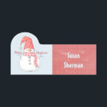 Merry Christmas Winter Snowman Snow Covered Name Name Tag<br><div class="desc">Jolly winter snowman to wish anyone a Merry Christmas!</div>